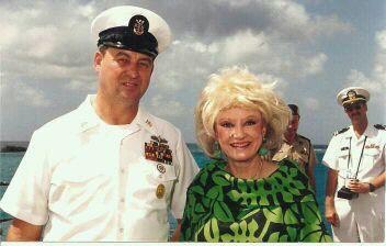CMDCM Richard E Twigg and Phyllis Diller, onboard USS Richmond K Turner (CG-20)